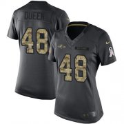 Wholesale Cheap Nike Ravens #48 Patrick Queen Black Women's Stitched NFL Limited 2016 Salute to Service Jersey
