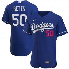 Wholesale Cheap Los Angeles Dodgers #50 Mookie Betts Men\'s Nike Royal 2020 Alternate Official Authentic Player MLB Jersey
