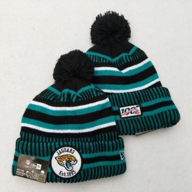 Wholesale Cheap Jaguars Team Logo Green 100th Season Pom Knit Hat YD