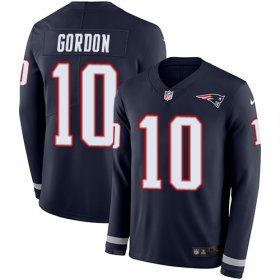 Wholesale Cheap Nike Patriots #10 Josh Gordon Navy Blue Team Color Men\'s Stitched NFL Limited Therma Long Sleeve Jersey
