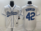 Wholesale Cheap Men's Los Angeles Dodgers #42 Jackie Robinson White With Patch Cool Base Stitched Baseball Jersey