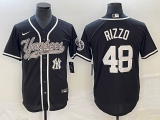 Wholesale Cheap Men's New York Yankees #48 Anthony Rizzo Black With Patch Cool Base Stitched Baseball Jersey