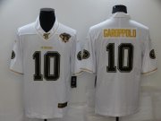 Wholesale Cheap Men's San Francisco 49ers #10 Jimmy Garoppolo White 75th Patch Golden Edition Stitched NFL Nike Limited Jersey