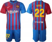 Wholesale Cheap Men 2021-2022 Club Barcelona home blue 22 Nike Soccer Jerseys