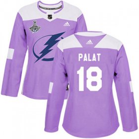 Cheap Adidas Lightning #18 Ondrej Palat Purple Authentic Fights Cancer Women\'s 2020 Stanley Cup Champions Stitched NHL Jersey