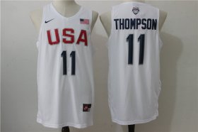 Wholesale Cheap 2016 Olympics Team USA Men\'s #11 Klay Thompson White Revolution 30 Swingman Basketball Jersey