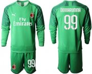 Wholesale Cheap AC Milan #99 Donnarumma Green Goalkeeper Long Sleeves Soccer Club Jersey
