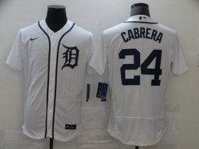Wholesale Cheap Men\'s Detroit Tigers #24 Miguel Cabrera White Stitched MLB Flex Base Nike Jersey