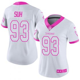 Wholesale Cheap Nike Buccaneers #93 Ndamukong Suh White/Pink Women\'s Stitched NFL Limited Rush Fashion Jersey