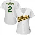 Wholesale Cheap Athletics #2 Tony Phillips White Home Women's Stitched MLB Jersey