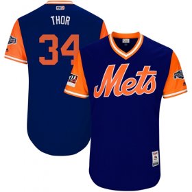 Wholesale Cheap Mets #34 Noah Syndergaard Royal \"Thor\" Players Weekend Authentic Stitched MLB Jersey