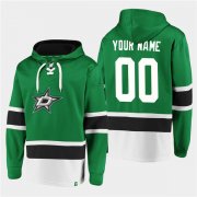 Wholesale Cheap Men's Dallas Stars Active Player Custom Green Ageless Must-Have Lace-Up Pullover Hoodie