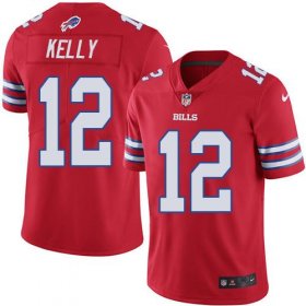 Wholesale Cheap Nike Bills #12 Jim Kelly Red Men\'s Stitched NFL Elite Rush Jersey