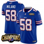 Cheap Men's Buffalo Bills #58 Matt Milano Blue 2023 F.U.S.E. AFC East Champions Ptach Football Stitched Jersey