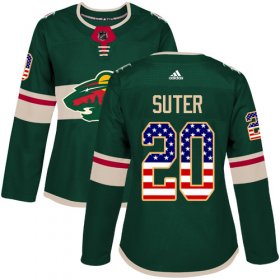 Wholesale Cheap Adidas Wild #20 Ryan Suter Green Home Authentic USA Flag Women\'s Stitched NHL Jersey