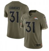 Wholesale Cheap Men's Denver Broncos #31 Justin Simmons 2022 Olive Salute To Service Limited Stitched Jersey