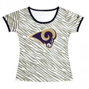 Wholesale Cheap Women's Los Angeles Rams Sideline Legend Authentic Logo Zebra Stripes T-Shirt