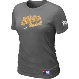 Wholesale Cheap Women\'s Oakland Athletics Nike Short Sleeve Practice MLB T-Shirt Crow Grey