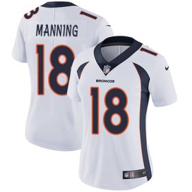Wholesale Cheap Nike Broncos #18 Peyton Manning White Women\'s Stitched NFL Vapor Untouchable Limited Jersey