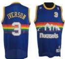 Wholesale Cheap Denver Nuggets #3 Allen Iverson Blue Rainbow Swingman Throwback Jersey