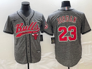 Wholesale Cheap Men's Chicago Bulls #23 Michael Jordan Grey Gridiron Cool Base Stitched Baseball Jersey