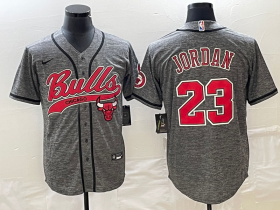 Wholesale Cheap Men\'s Chicago Bulls #23 Michael Jordan Grey Gridiron Cool Base Stitched Baseball Jersey