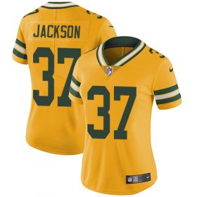 Wholesale Cheap Nike Packers #37 Josh Jackson Yellow Women\'s Stitched NFL Limited Rush Jersey