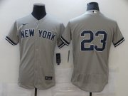 Wholesale Cheap Men's New York Yankees #23 Don Mattingly Grey No Name Stitched MLB Flex Base Nike Jersey
