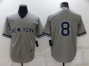Wholesale Cheap Men's New York Yankees #8 Yogi Berra Grey No Name Stitched MLB Nike Cool Base Throwback Jersey