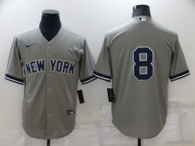 Wholesale Cheap Men\'s New York Yankees #8 Yogi Berra Grey No Name Stitched MLB Nike Cool Base Throwback Jersey