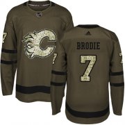 Wholesale Cheap Adidas Flames #7 TJ Brodie Green Salute to Service Stitched NHL Jersey