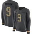 Wholesale Cheap Nike Bengals #9 Joe Burrow Anthracite Salute to Service Women's Stitched NFL Limited Therma Long Sleeve Jersey