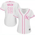 Wholesale Cheap Royals #12 Jorge Soler White/Pink Fashion Women's Stitched MLB Jersey
