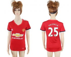 Wholesale Cheap Women\'s Manchester United #25 Valencia Red Home Soccer Club Jersey