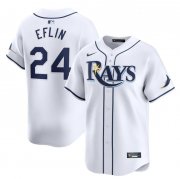 Cheap Men's Tampa Bay Rays #24 Zach Eflin White Home Limited Stitched Baseball Jersey