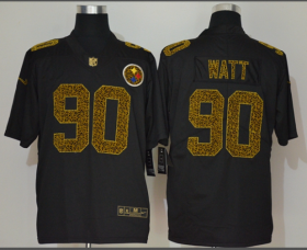 Wholesale Cheap Men\'s Pittsburgh Steelers #90 T. J. Watt Black 2020 Nike Flocked Leopard Print Vapor Limited NFL Jersey