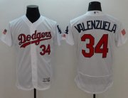 Wholesale Cheap Dodgers #34 Fernando Valenzuela White Fashion Stars & Stripes Flexbase Authentic Stitched MLB Jersey