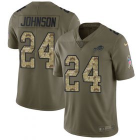 Wholesale Cheap Nike Bills #24 Taron Johnson Olive/Camo Men\'s Stitched NFL Limited 2017 Salute To Service Jersey