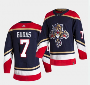 Wholesale Cheap Men's Florida Panthers #7 Radko Gudas 2021 Reverse Retro Adidas Navy Jersey