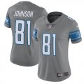 Wholesale Cheap Nike Lions #81 Calvin Johnson Gray Women's Stitched NFL Limited Rush Jersey