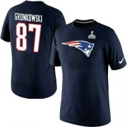 Wholesale Cheap Nike New England Patriots #87 Rob Gronkowski Name & Number 2015 Super Bowl XLIX NFL T-Shirt Navy Blue