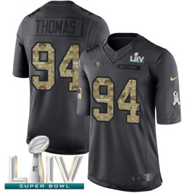 Wholesale Cheap Nike 49ers #94 Solomon Thomas Black Super Bowl LIV 2020 Youth Stitched NFL Limited 2016 Salute to Service Jersey