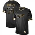 Wholesale Cheap Nike Twins #34 Kirby Puckett Black Gold Authentic Stitched MLB Jersey