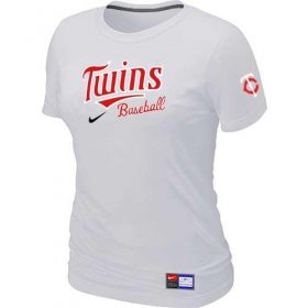 Wholesale Cheap Women\'s Minnesota Twins Nike Short Sleeve Practice MLB T-Shirt White