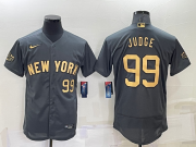 Wholesale Men's New York Yankees #99 Aaron Judge Number Grey 2022 All Star Stitched Flex Base Nike Jersey