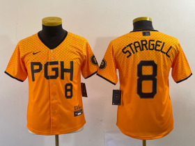 Wholesale Cheap Youth Pittsburgh Pirates #8 Willie Stargell Number Yellow 2023 City Connect Stitched Jersey2
