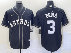 Wholesale Cheap Men\'s Houston Astros #3 Jeremy Pena Black Cool Base Stitched Baseball Jersey