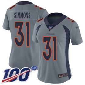 Wholesale Cheap Nike Broncos #31 Justin Simmons Gray Women\'s Stitched NFL Limited Inverted Legend 100th Season Jersey
