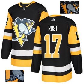 Wholesale Cheap Adidas Penguins #17 Bryan Rust Black Home Authentic Fashion Gold Stitched NHL Jersey