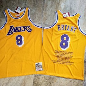 Wholesale Cheap Men\'s Los Angeles Lakers #8 Kobe Bryant Yellow 1996-97 Hardwood Classics Soul AU Throwback Jersey